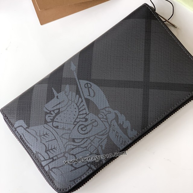Burberry專門店新款London格紋拉鏈收納袋 巴寶莉男士拉鏈長錢包 yxb1115